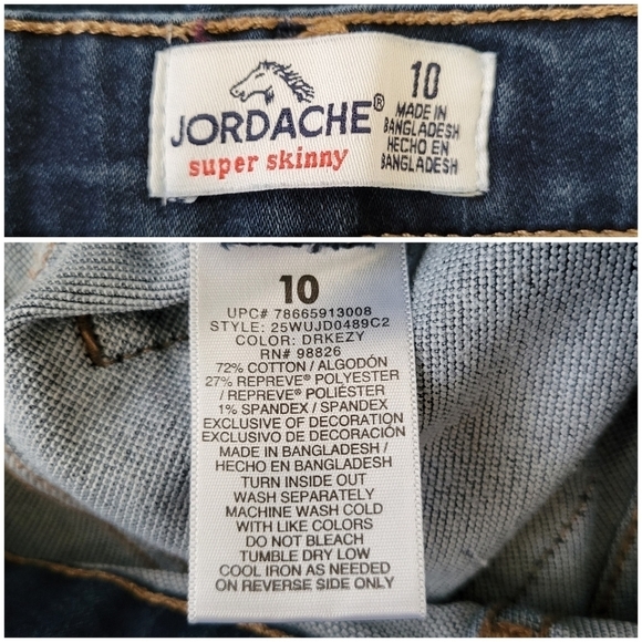 Jordache Super Skinny Snap-Up Jeans/Jeggings Girls Size 10 Adjustable Waist - Picture 3 of 10